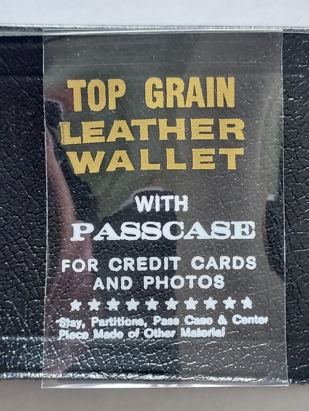Vintage Men's Black Top Grain Leather Wallet NOS